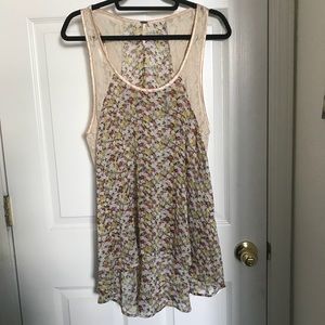 Free People | Floral and Lace Trapeze Tunic Top
